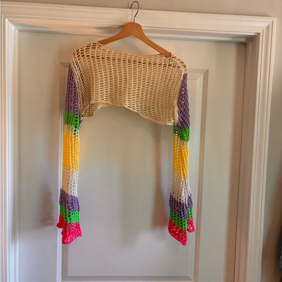 Tops - Colorful Crochet Knit Top Overlay Gorgeous Accent